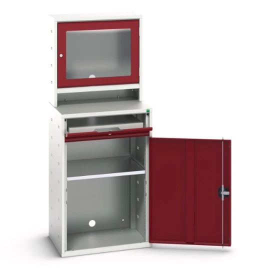 bott Verso computerkast 650x550x1650mm 1 legbord 1 schuiflade 1 deur RAL 3004