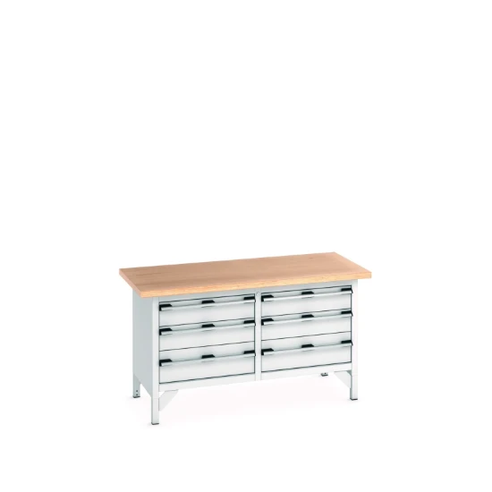 bott Cubio werkbank Multiplex 6 laden Breedte 1500 mm RAL 7035