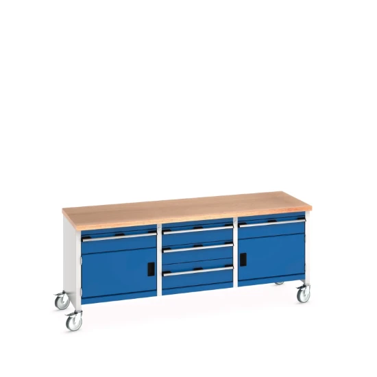 bott Cubio werkbank Multiplex 2 deuren 5 laden Breedte 2000 mm RAL 5010