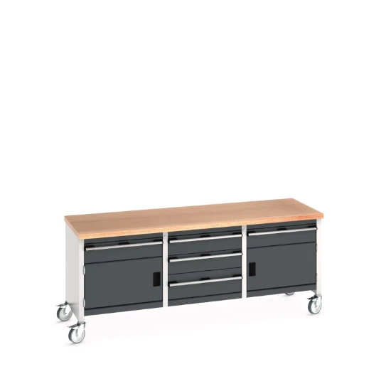 bott Cubio werkbank Multiplex 2 deuren 5 laden Breedte 2000 mm RAL 7016