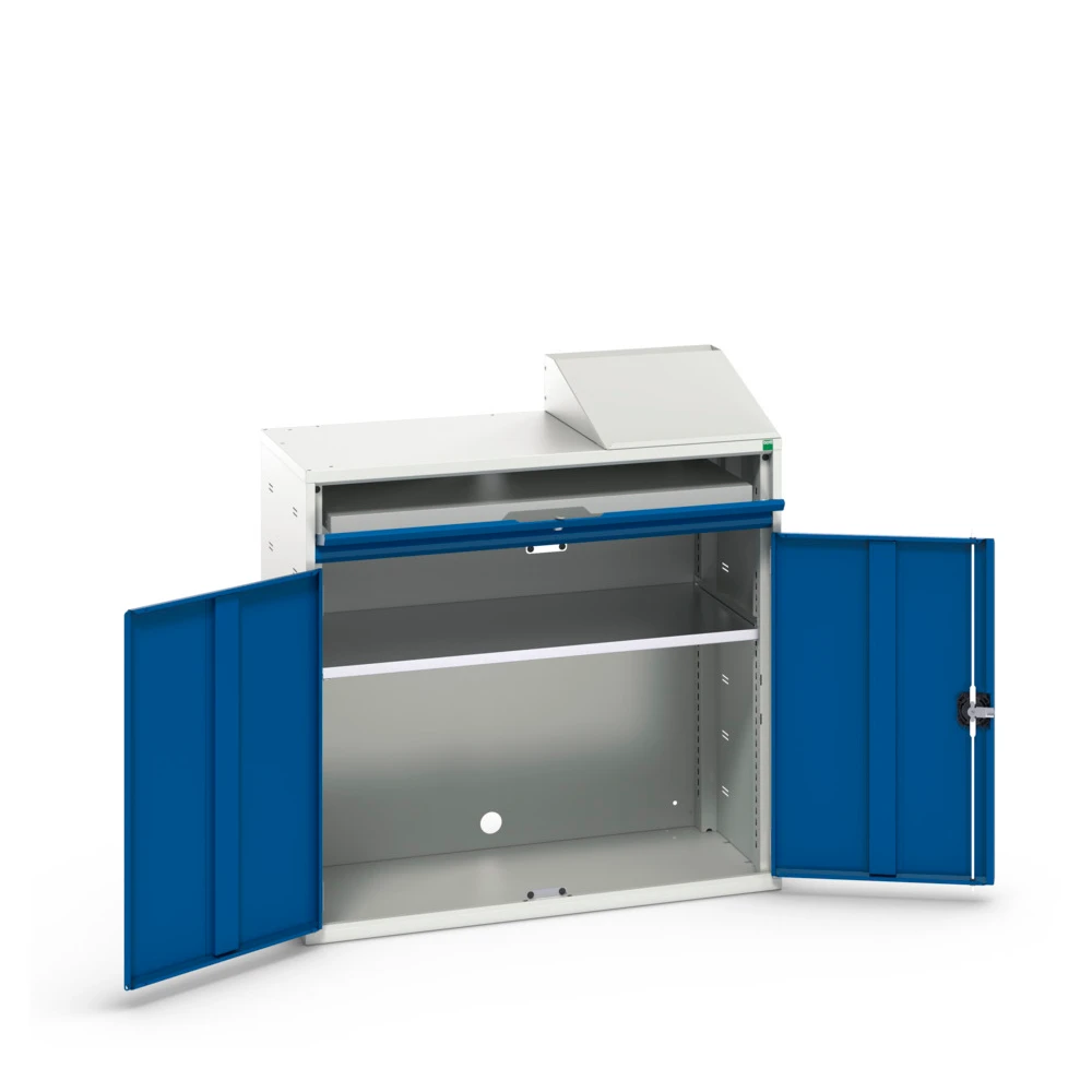bott Verso computerkast 1050x550x1130mm 1 legbord 1 schuiflade 2 deuren RAL 5010