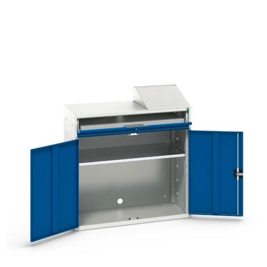 bott Verso computerkast 1050x550x1130mm 1 legbord 1 schuiflade 2 deuren RAL 5010