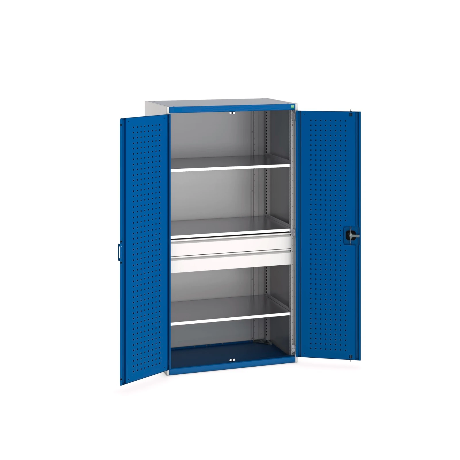 bott Cubio systeemkast 3 legborden 2 laden hoogte 2000 mm RAL 5010