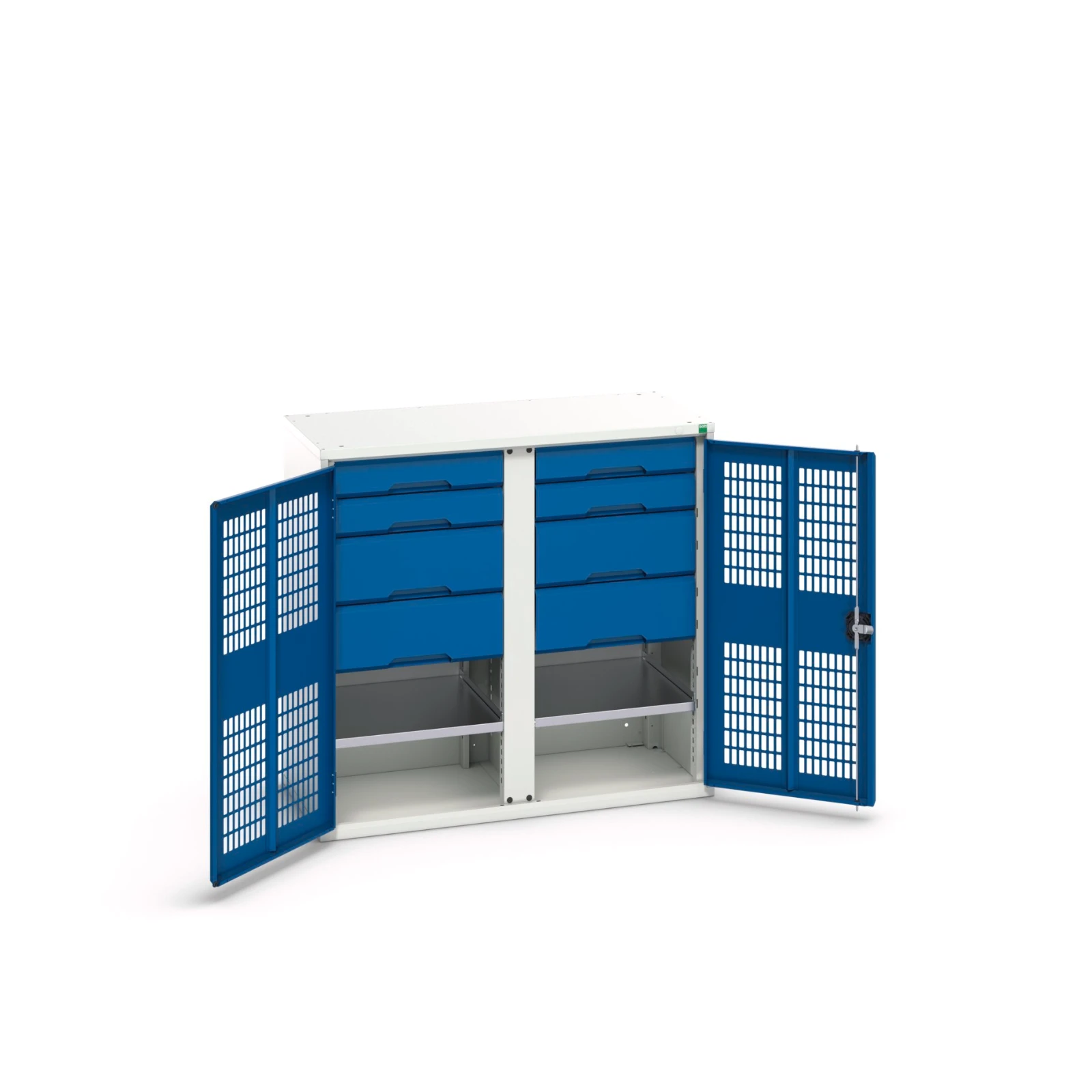 bott Verso kast gevleugelde deuren 1050x550x1000mm 2 legborden 8 laden RAL 5010