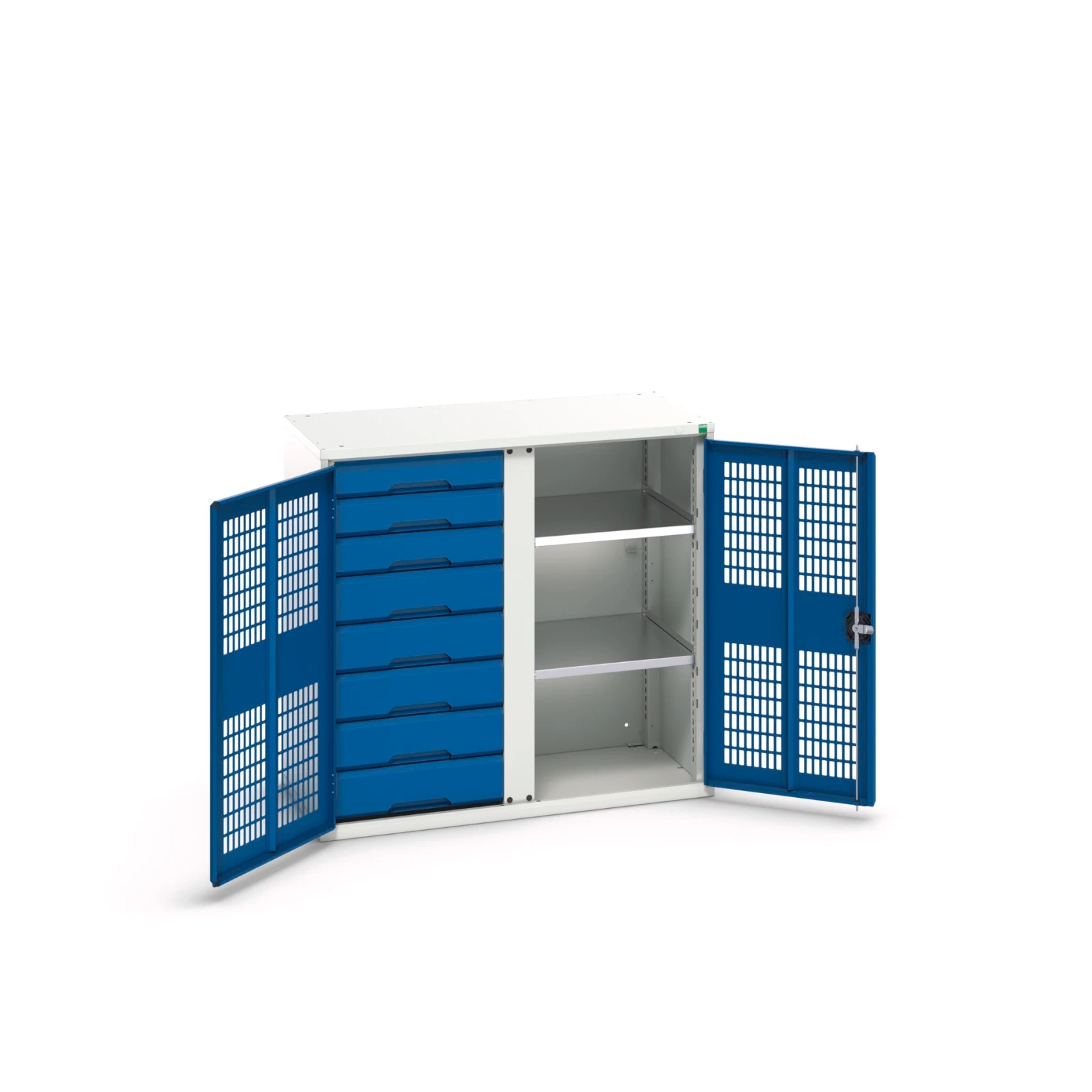 bott Verso kast gevleugelde deuren 1050x550x1000mm 2 legborden 8 laden 8/2 RAL 5010