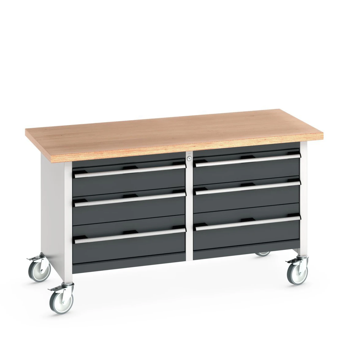 bott Cubio verrijdbare werkbank Multiplex 6 laden 1500 mm RAL 7016