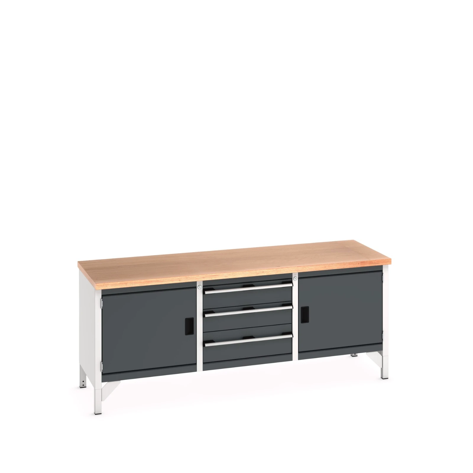 bott Cubio werkbank Multiplex 3 laden 2 deuren Breedte 2000 mm RAL 7016