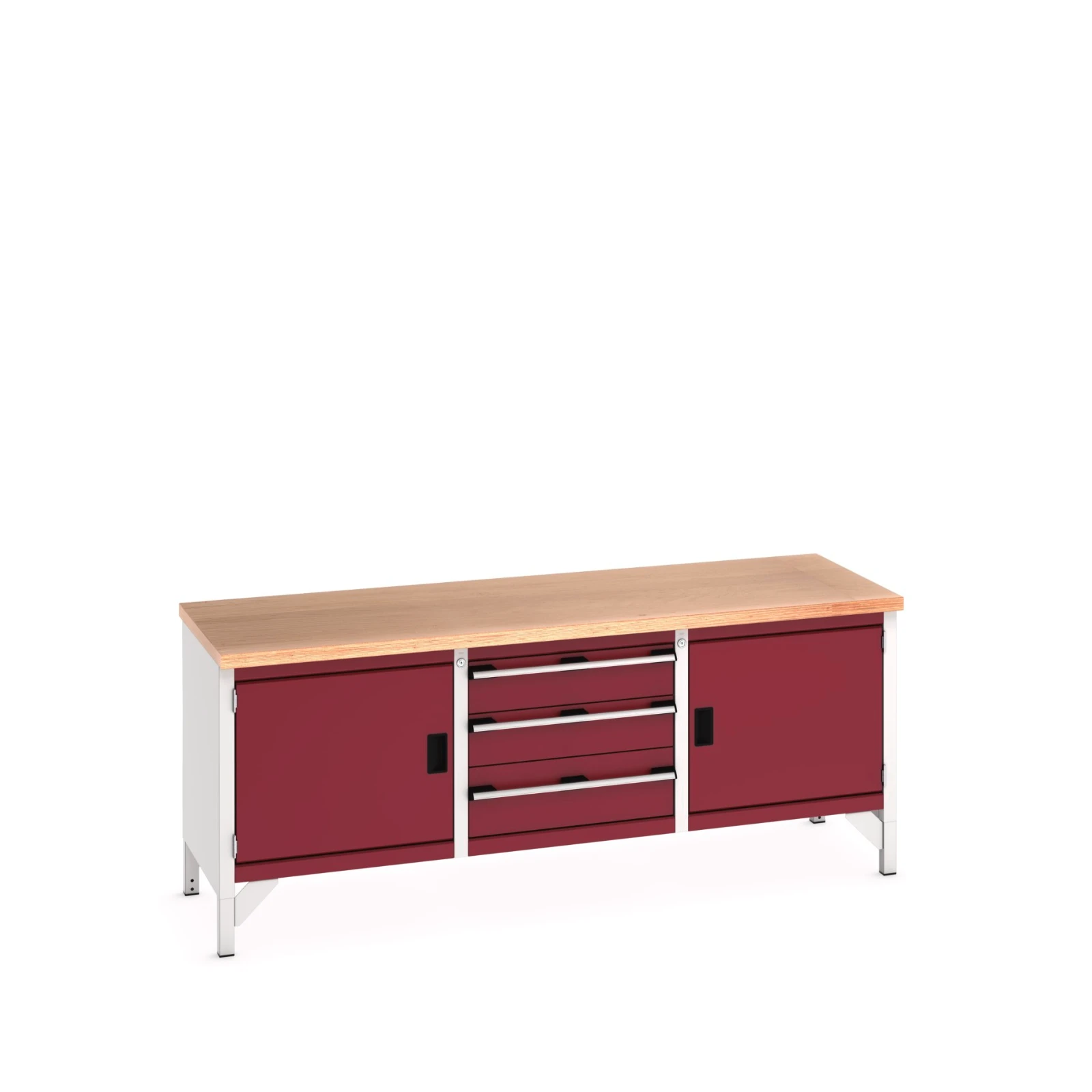 bott Cubio werkbank Multiplex 3 laden 2 deuren Breedte 2000 mm RAL 3004