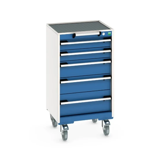 bott Cubio mobiele schuifladenkast 5 laden breedte 525 mm RAL 5010