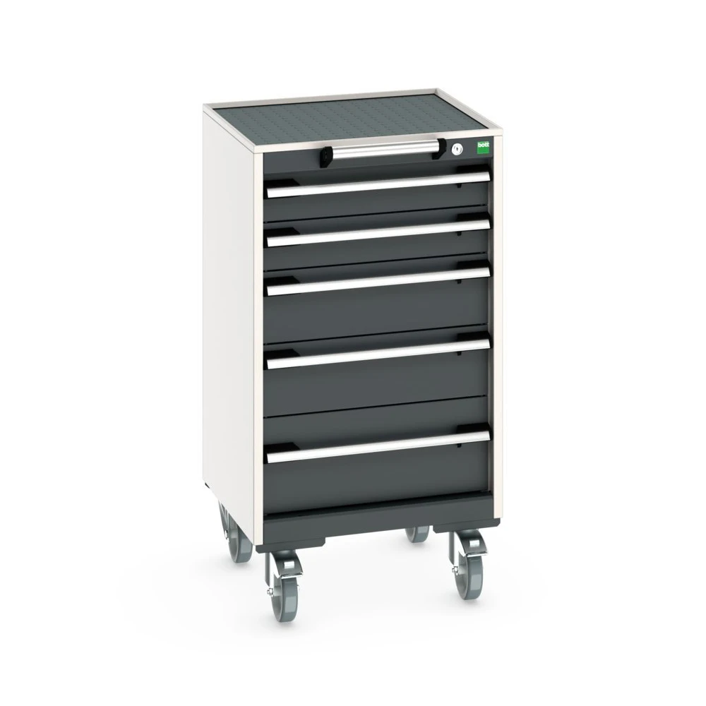 bott Cubio mobiele schuifladenkast 5 laden breedte 525 mm RAL 7016