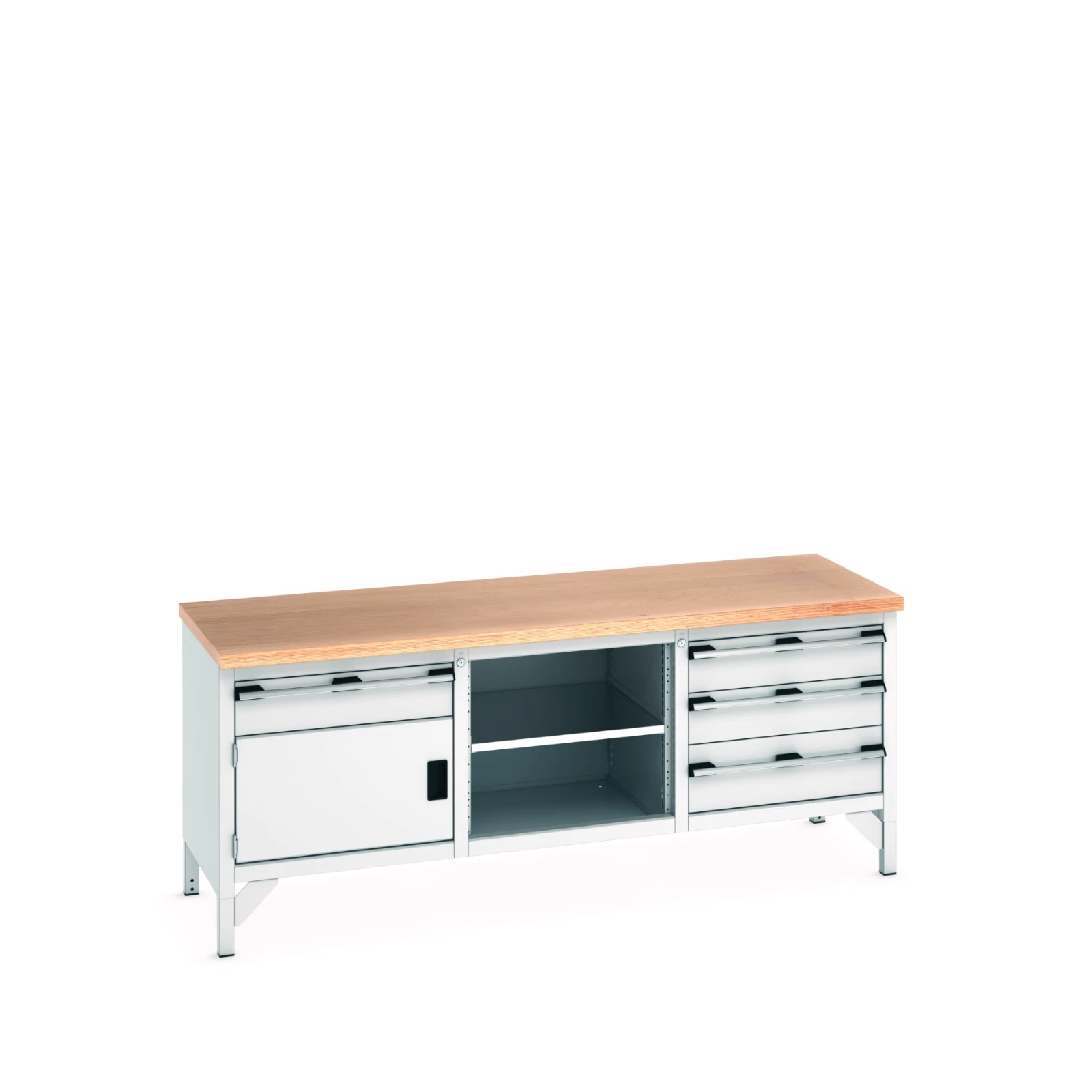 bott Cubio werkbank Multiplex 1 deur 4 laden Breedte 2000 mm RAL 7035