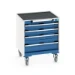 bott Cubio mobiele schuifladenkast 4 laden breedte 650 mm RAL 5010