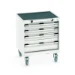 bott Cubio mobiele schuifladenkast 4 laden breedte 650 mm RAL 7035