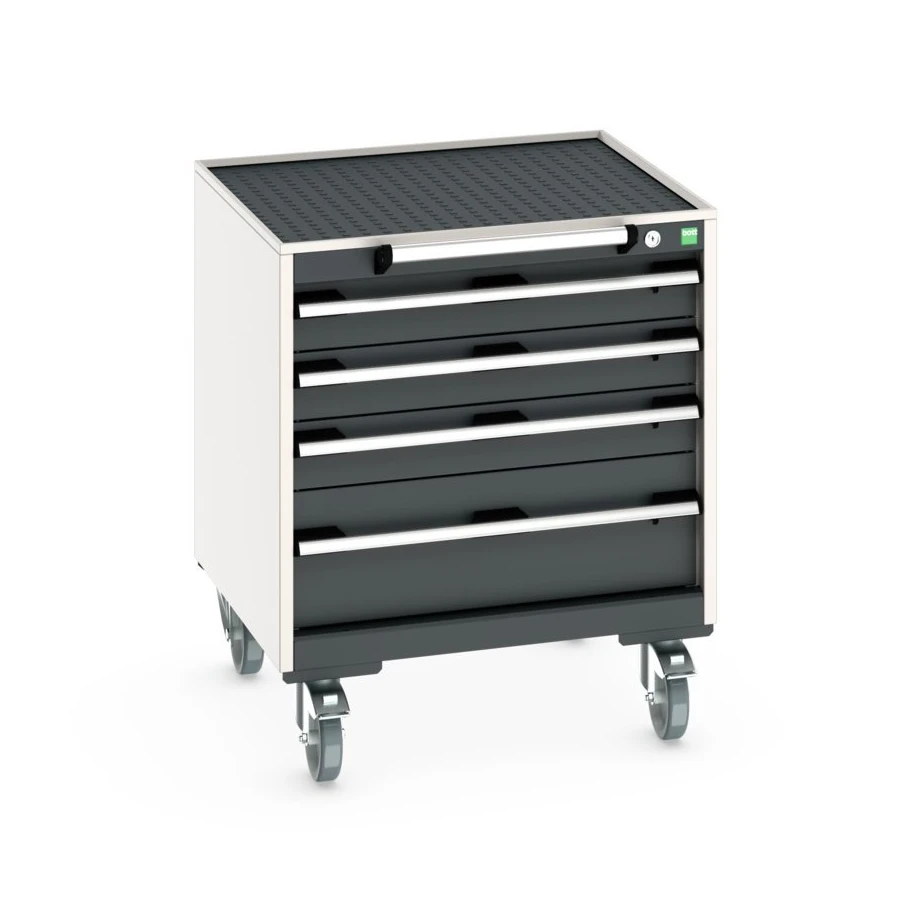 bott Cubio mobiele schuifladenkast 4 laden breedte 650 mm RAL 7016