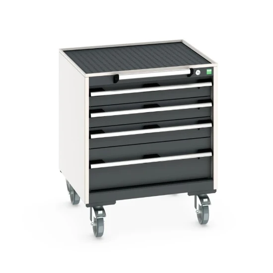bott Cubio mobiele schuifladenkast 4 laden breedte 650 mm RAL 7016