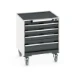 bott Cubio mobiele schuifladenkast 4 laden breedte 650 mm RAL 7016