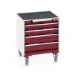 bott Cubio mobiele schuifladenkast 4 laden breedte 650 mm RAL 3004