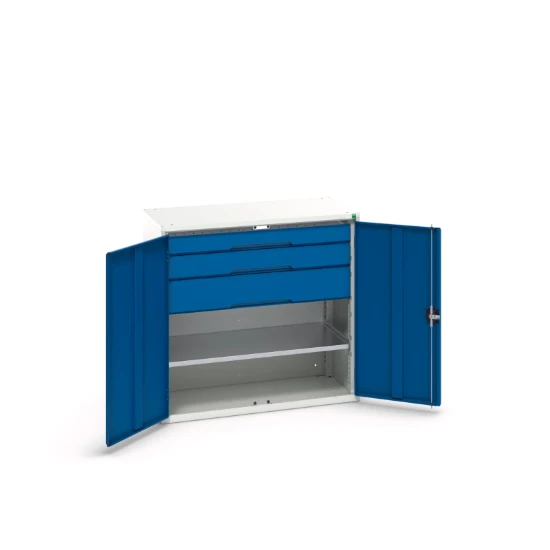 bott Verso systeemkast 1050x550x1000mm 1 legbord 3 lades RAL 5010