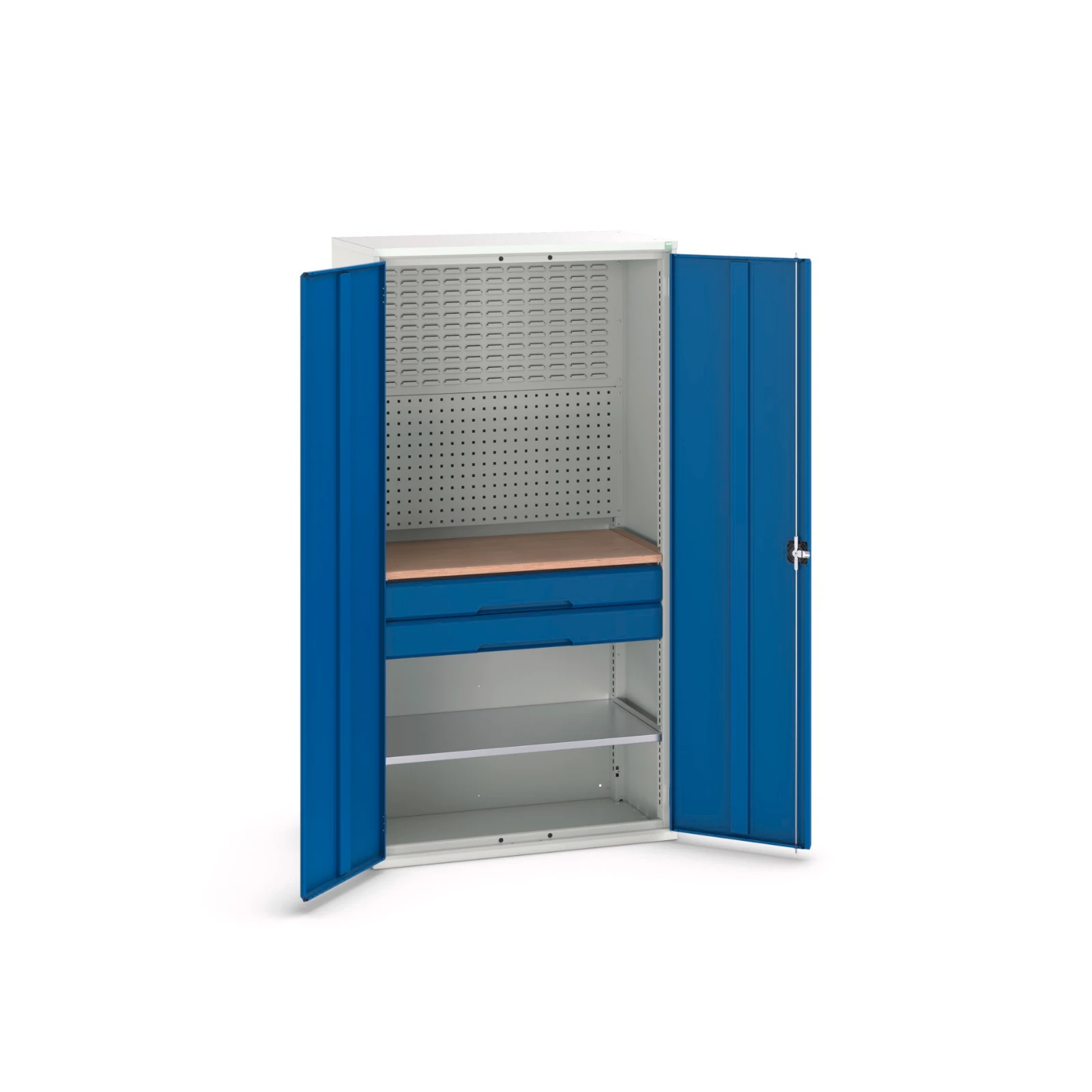bott Verso systeemkast 1050x550x2000mm 1 legbord 2 lades 1 Perfo achterwand  RAL 5010