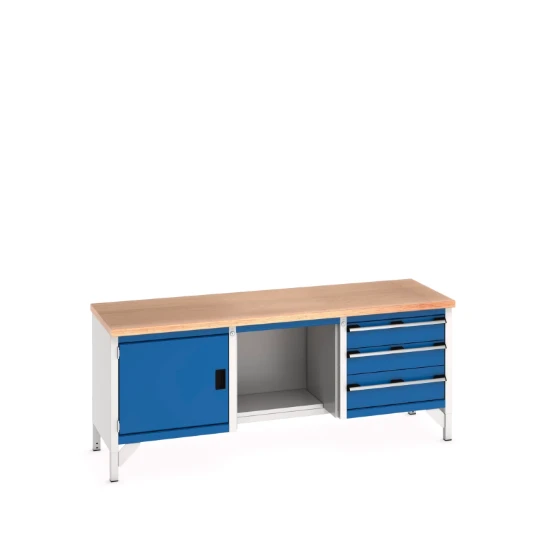 bott Cubio werkbank Multiplex 1 deur 3 laden Breedte 2000 mm RAL 5010