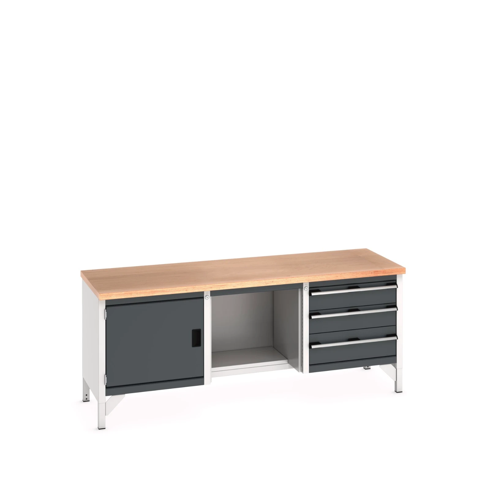 bott Cubio werkbank Multiplex 1 deur 3 laden Breedte 2000 mm RAL 7016