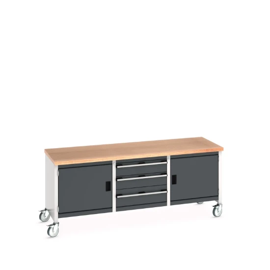 bott Cubio werkbank Multiplex 2 deuren 3 laden Breedte 2000 mm RAL 7016
