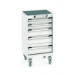 bott Cubio mobiele schuifladenkast 5 laden breedte 525 mm RAL 7035