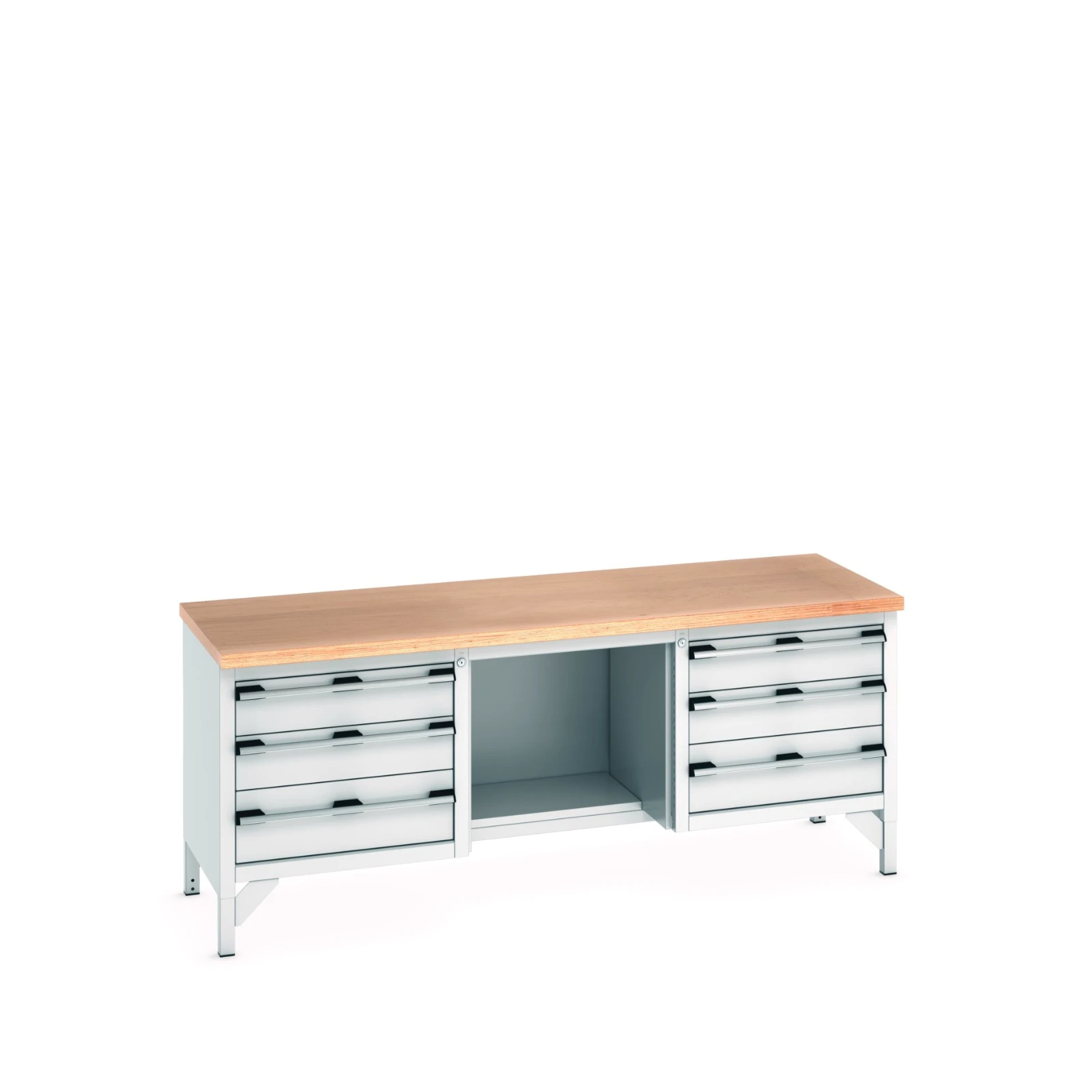 bott Cubio werkbank Multiplex 6 laden Breedte 2000 mm RAL 7035