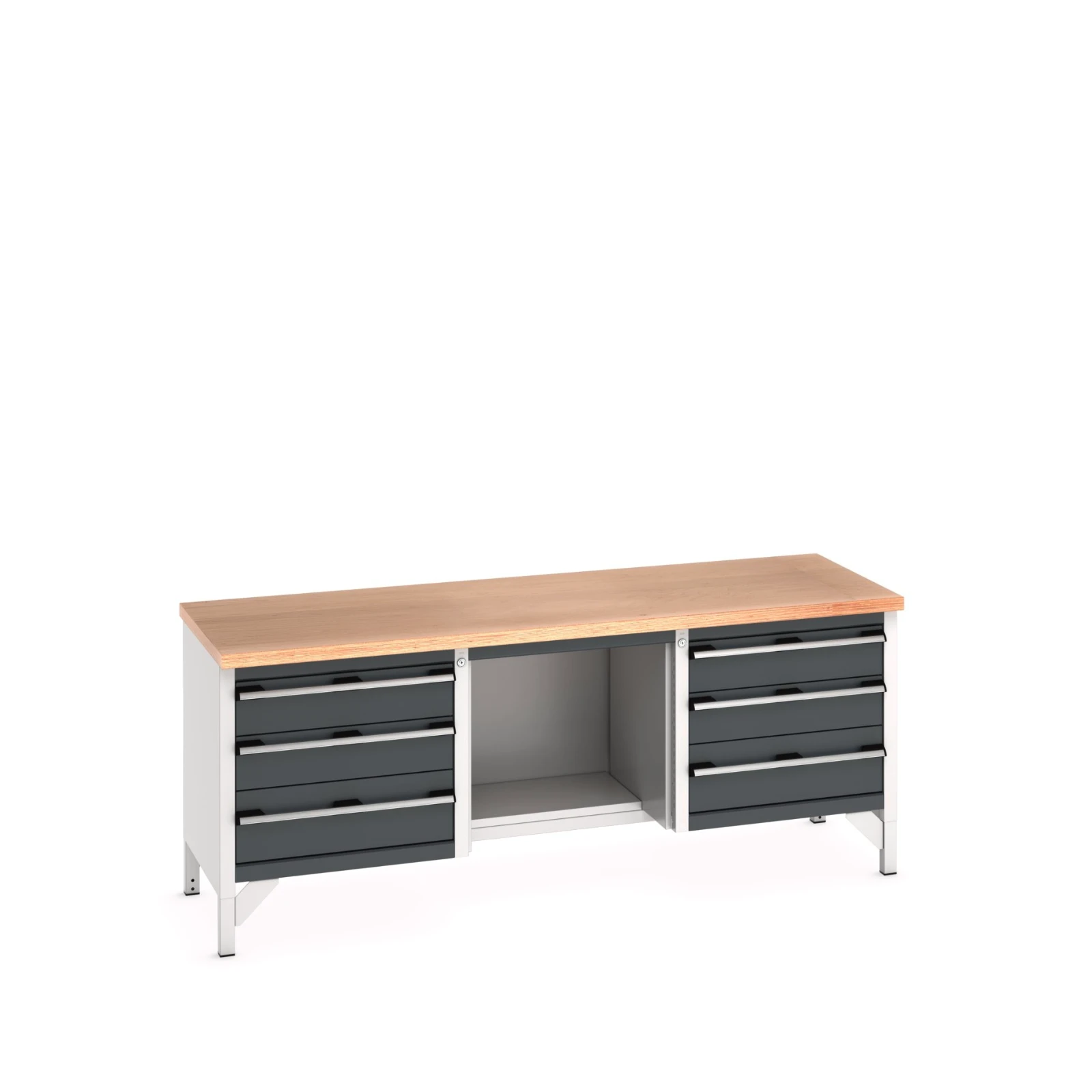 bott Cubio werkbank Multiplex 6 laden Breedte 2000 mm RAL 7016