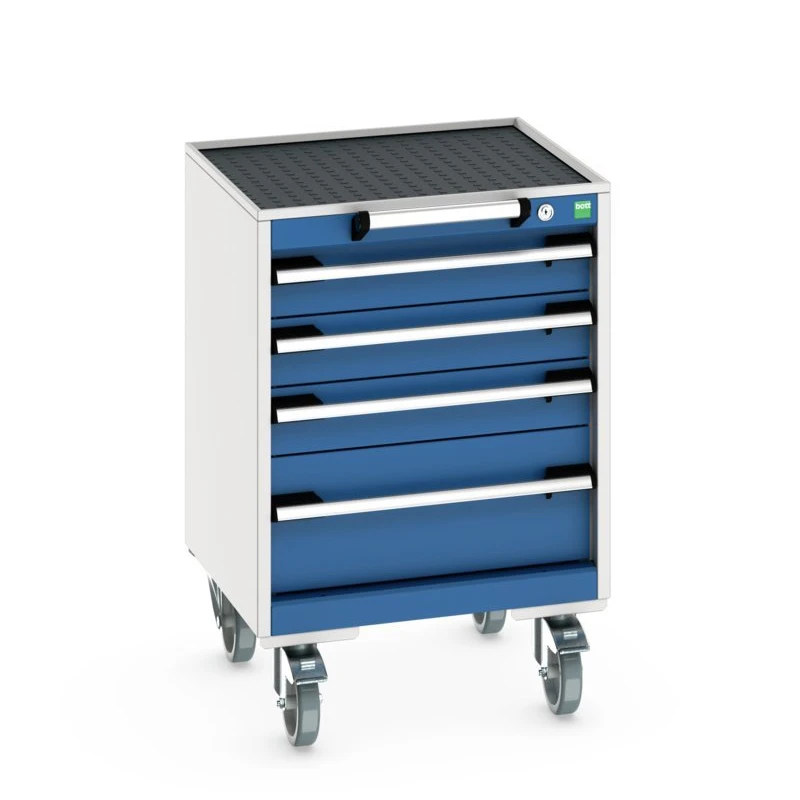 bott Cubio mobiele schuifladenkast 4 laden breedte 525 mm RAL 5010