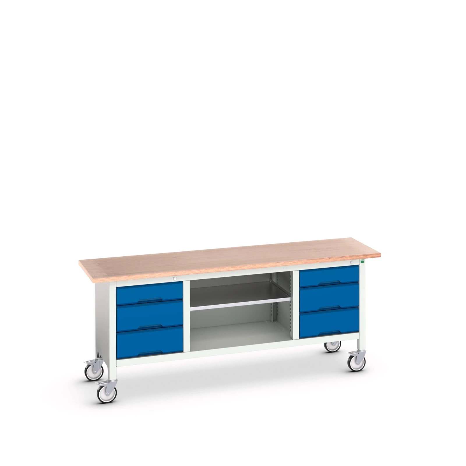 bott Verso verrijdbare werkbank 2000x600x830mm 6 laden 1 middenschap Multiplex RAL 5010