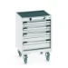 bott Cubio mobiele schuifladenkast 4 laden breedte 525 mm RAL 7035