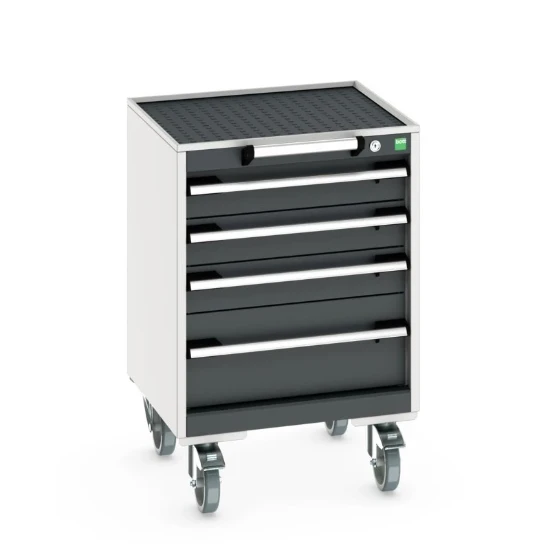 bott Cubio mobiele schuifladenkast 4 laden breedte 525 mm RAL 7016