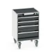 bott Cubio mobiele schuifladenkast 4 laden breedte 525 mm RAL 7016