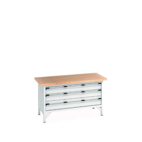 bott Cubio werkbank Multiplex 3 laden Breedte 1500 mm RAL 7035