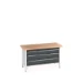 bott Cubio werkbank Multiplex 3 laden Breedte 1500 mm RAL 7016