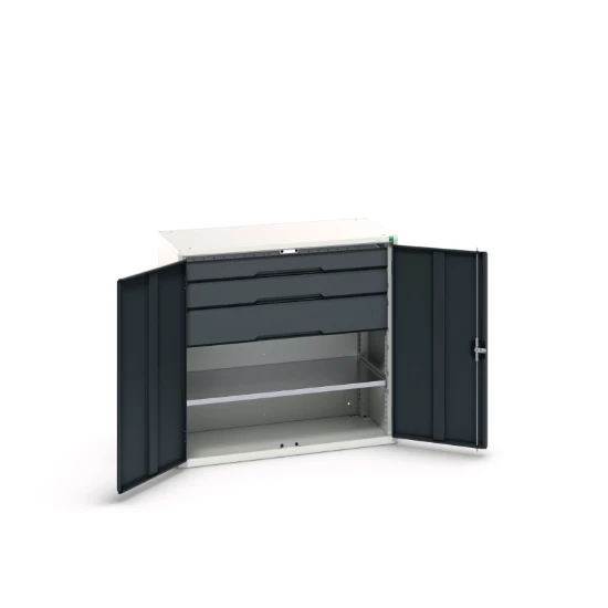 bott Verso systeemkast 1050x550x1000mm 1 legbord 3 lades RAL 7016