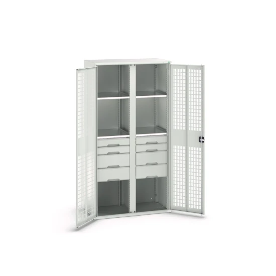 bott Verso kast gevleugelde deuren 1050x550x2000mm 4 legborden 8 lades RAL 7035