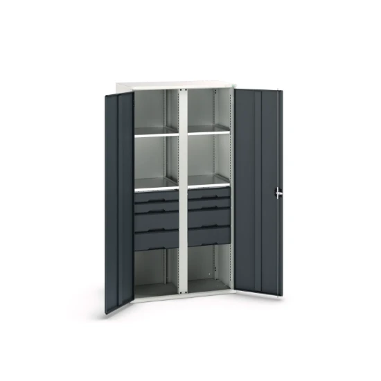 bott Verso systeemkast 1050x550x2000mm 4 legborden 8 lades RAL 7016