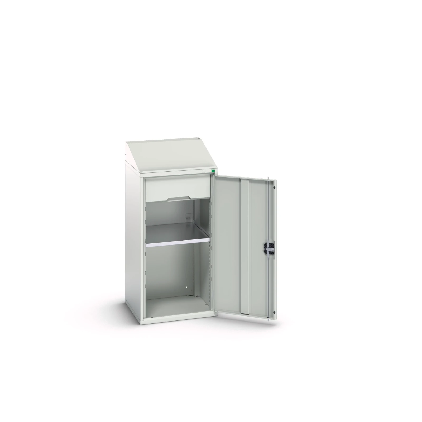 bott Verso systeemkast 525x550x1130mm 2 legborden 1 deur 1 lade RAL 7035