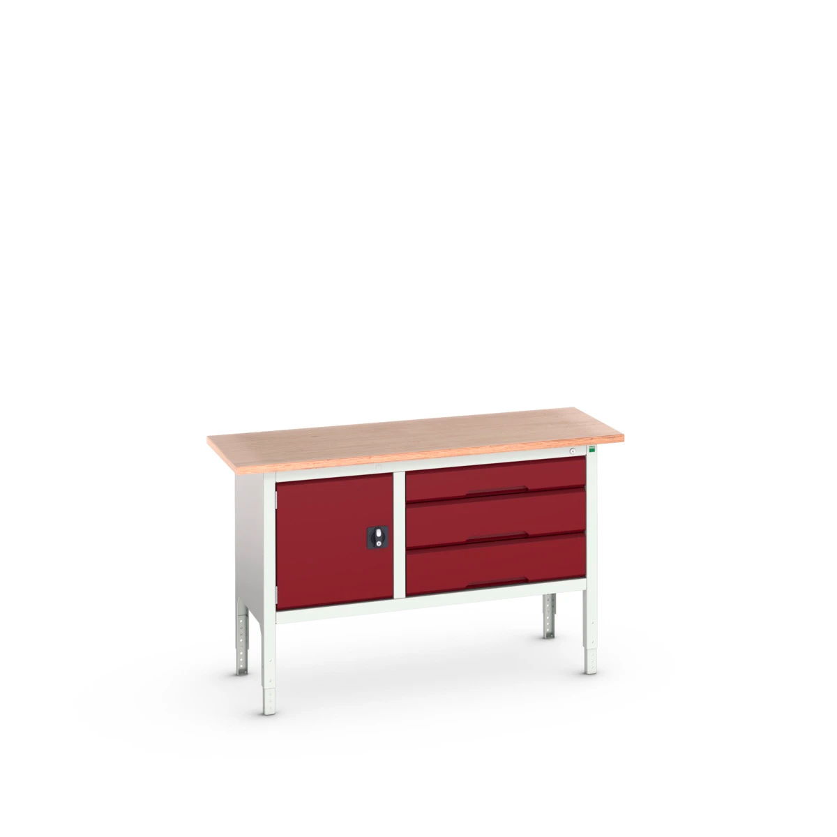 bott Verso verstelbare werkbank 1500x600x830-930mm 3 laden 1 deur Multiplex RAL 3004