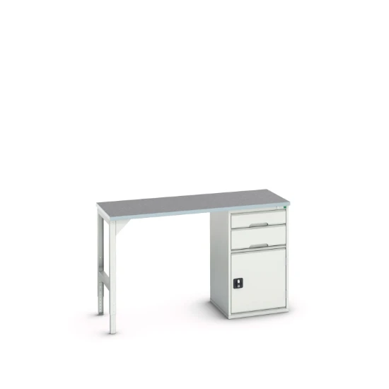 bott Verso werkbank 2 lades Breedte 1500 mm Linoleum RAL 7035