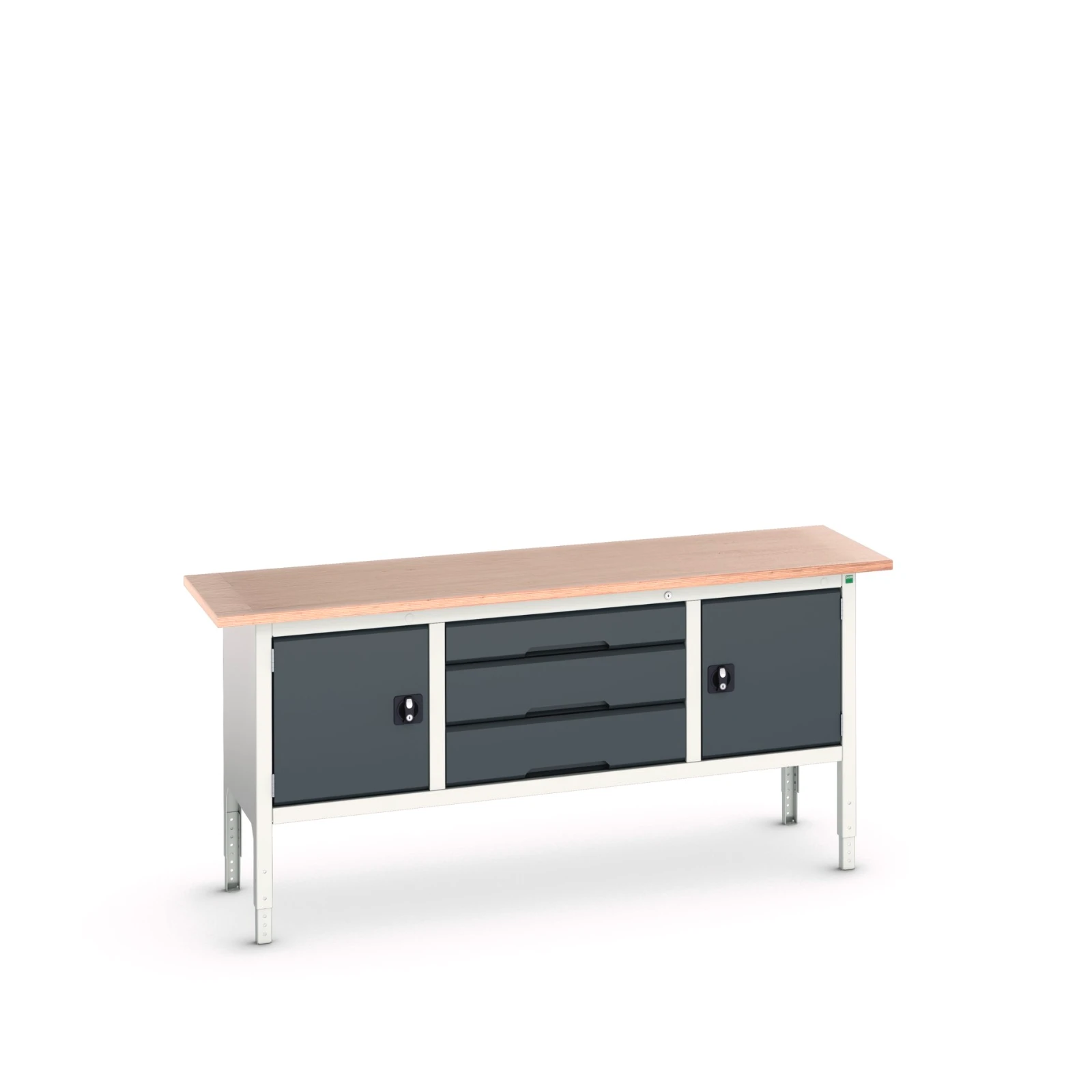 bott Verso verstelbare werkbank 2000x600x830-930mm Multiplex 2 deuren 3 laden RAL 7016