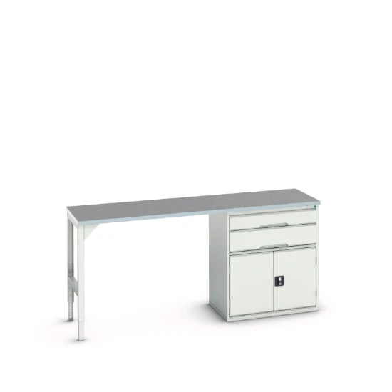 bott Verso werkbank 2 lades Breedte lade 800 mm Linoleum RAL 7035