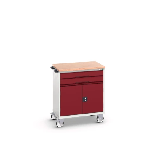 bott Verso mobiele kast 800x600x980mm 2 laden 2 deuren lino top RAL 3004
