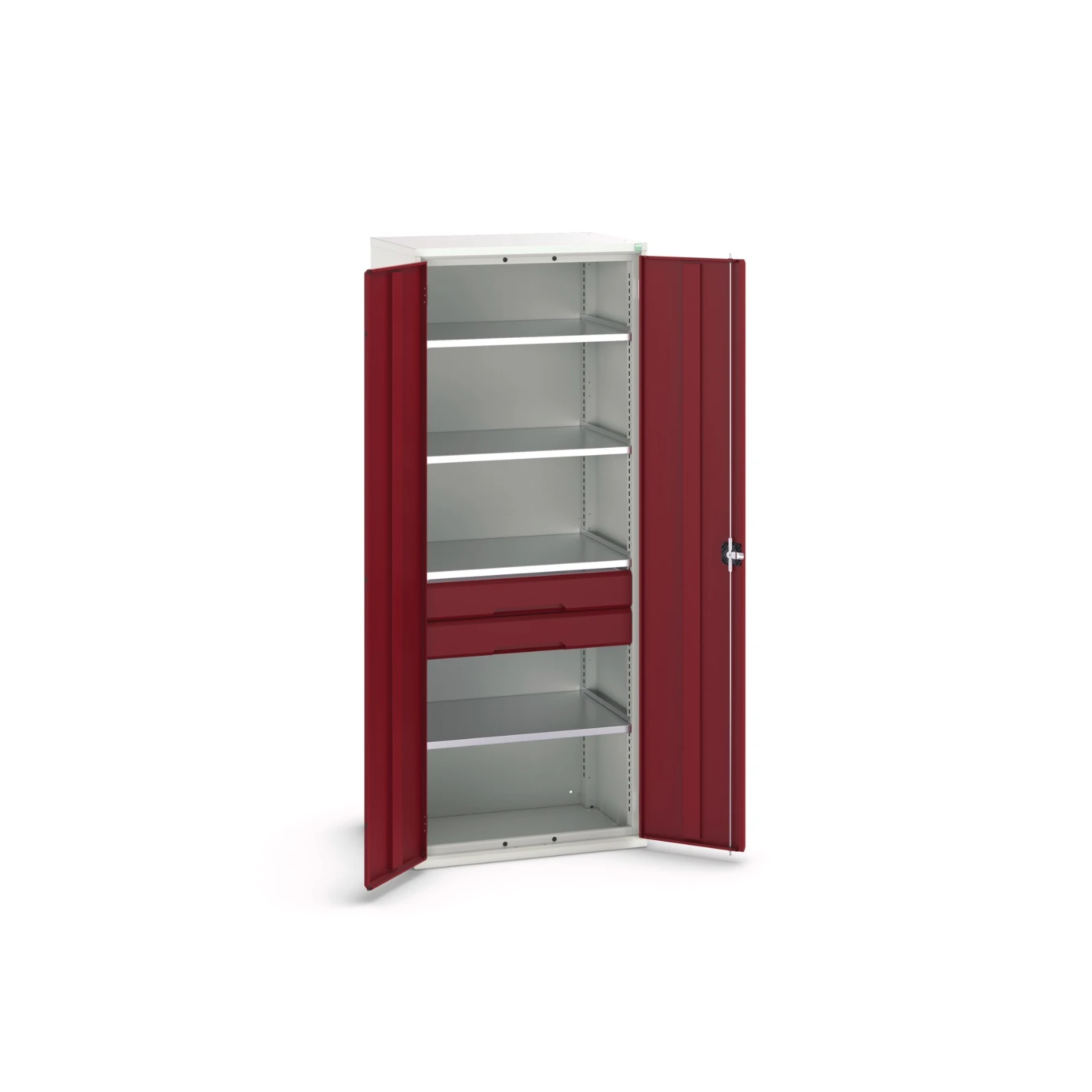 bott Verso systeemkast 800x550x2000mm 4 legborden 2 laden RAL 3004