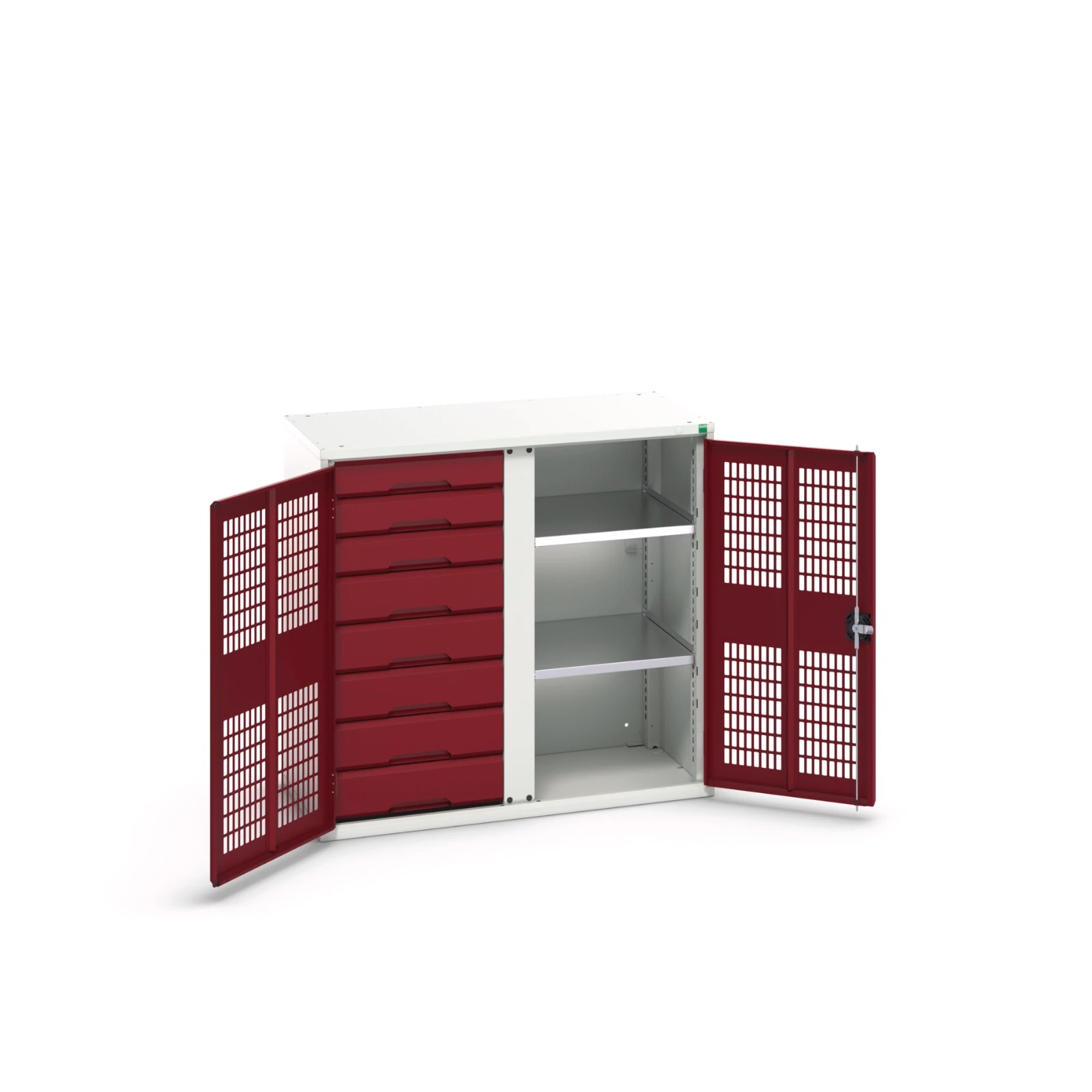 bott Verso kast gevleugelde deuren 1050x550x1000mm 2 legborden 8 laden 8/2 RAL 3004