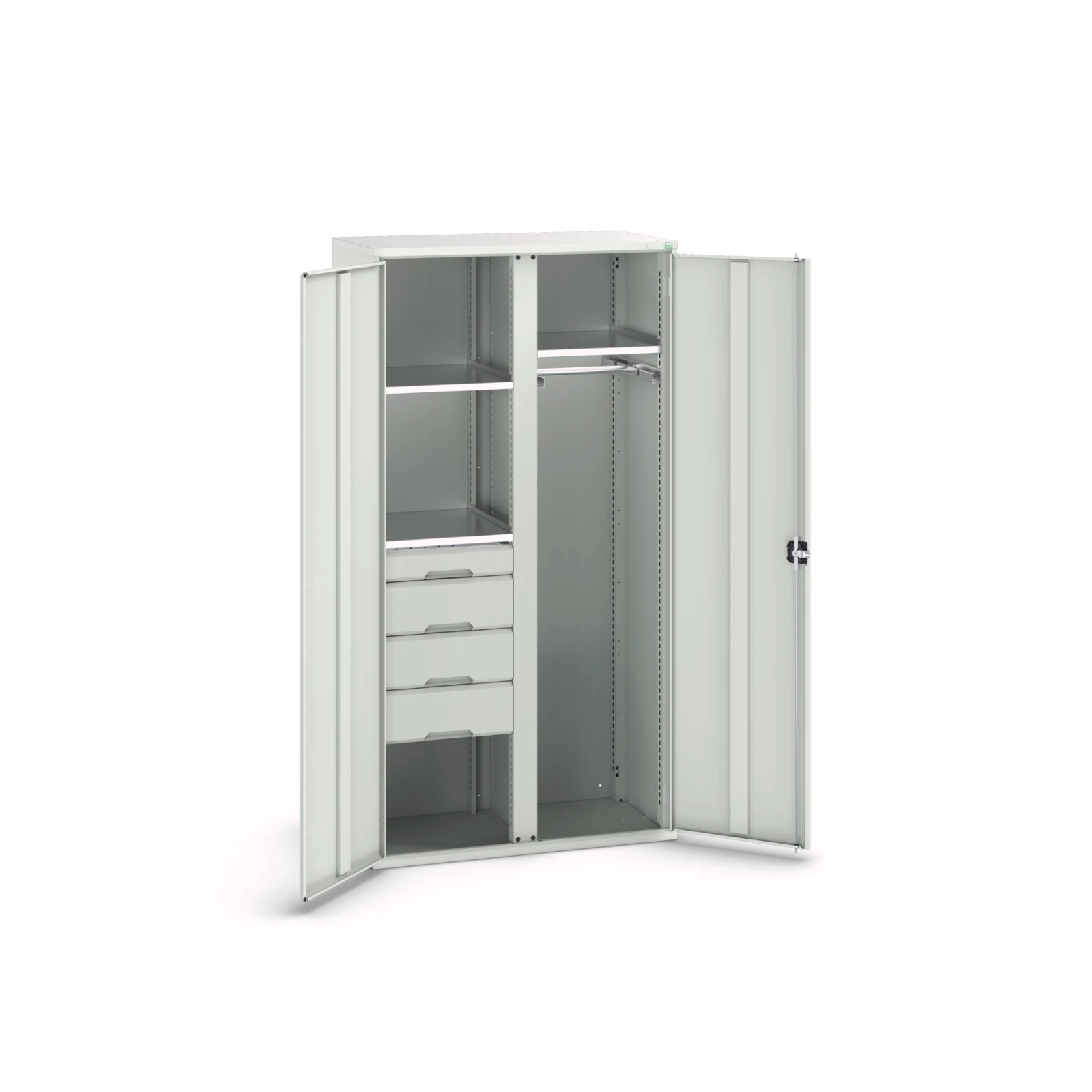 bott Verso systeemkast 1050x550x2000mm 3 legborden 4 lades RAL 7035