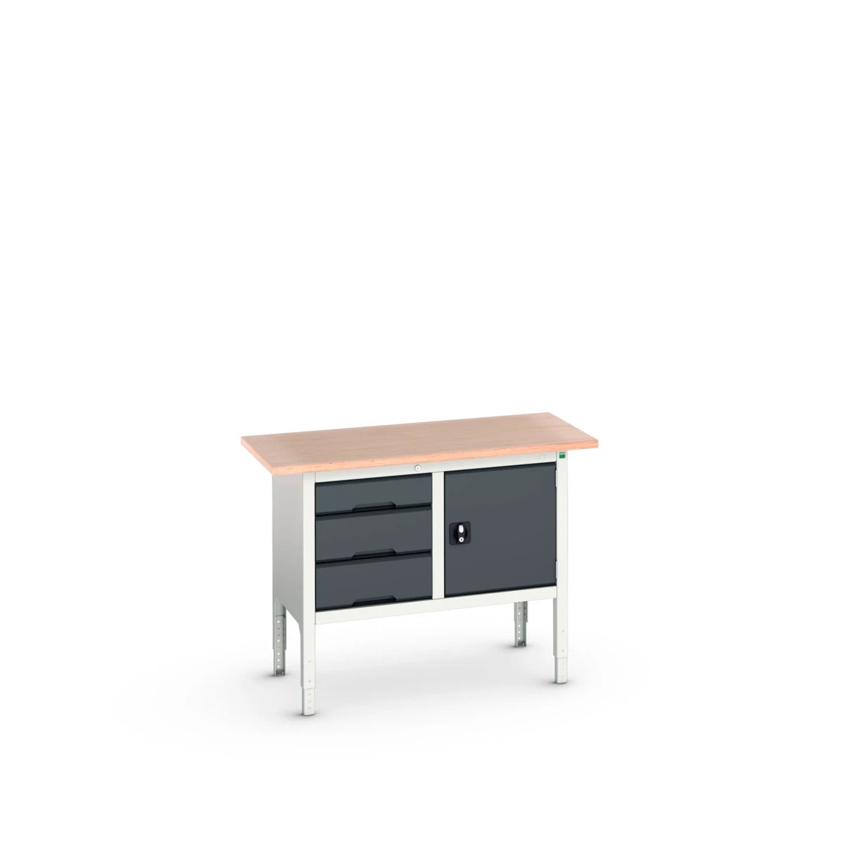 bott Verso verstelbare werkbank 1250x600x830-930mm 2 deur 3 laden Multiplex RAL 7016