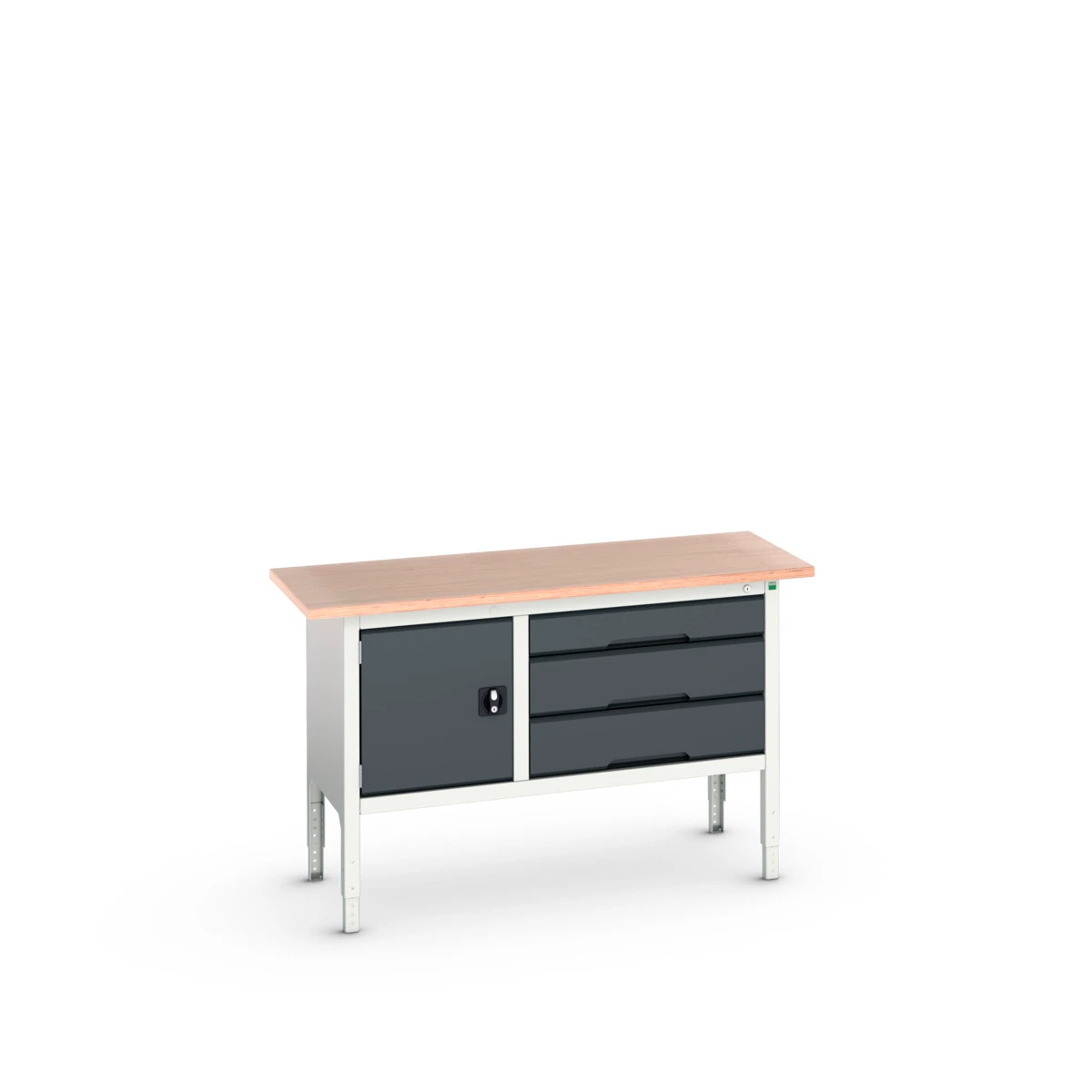 bott Verso verstelbare werkbank 1500x600x830-930mm 3 laden 1 deur Multiplex RAL 7016